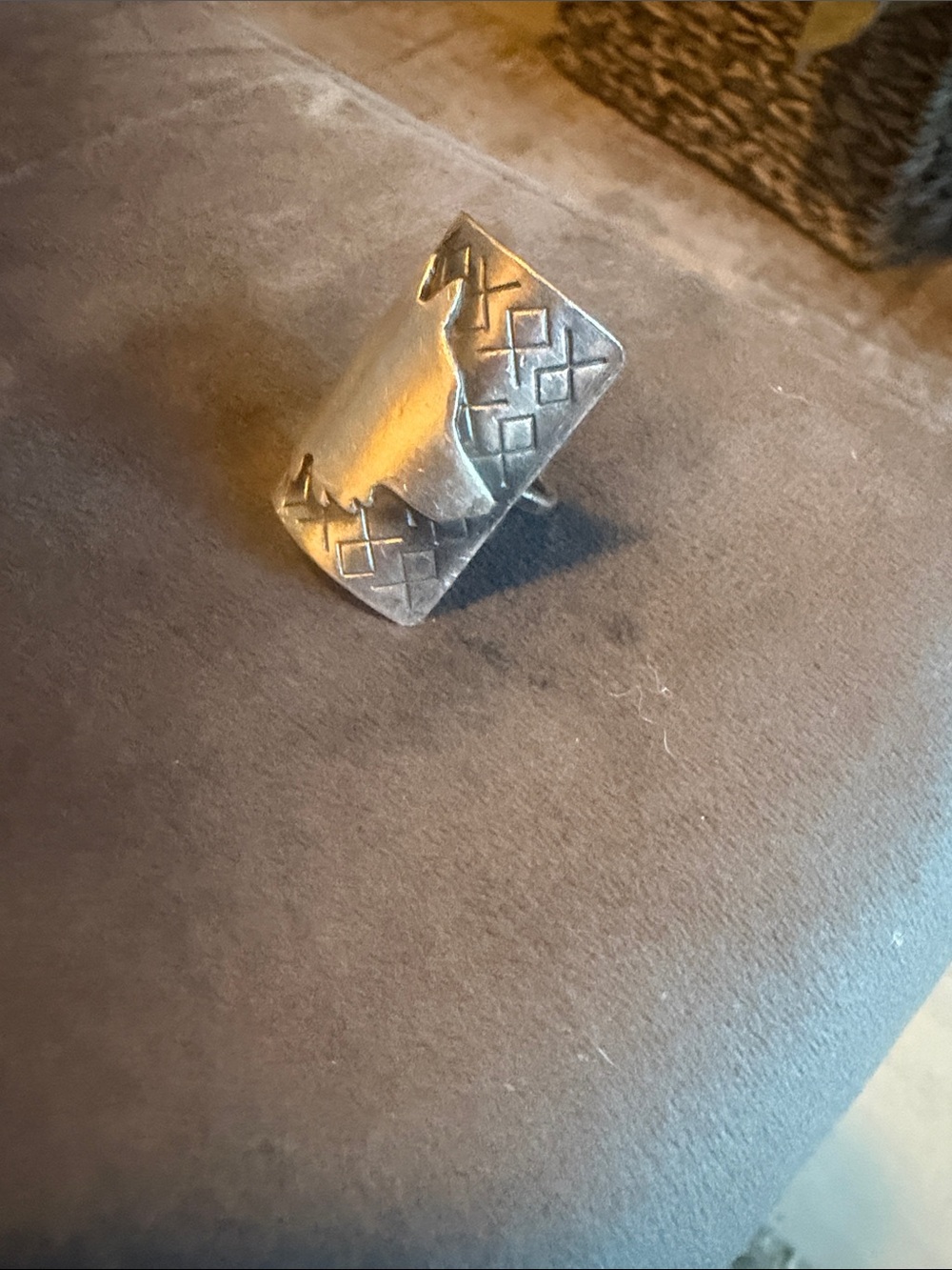 Men's Handcrafted Ring size 8 with runes and wolf accents